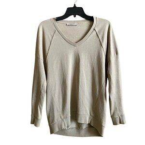 Allsaints Tala Sweat V Neck Sweatshirt Tunic Size XS tan Beige Cotton High Low